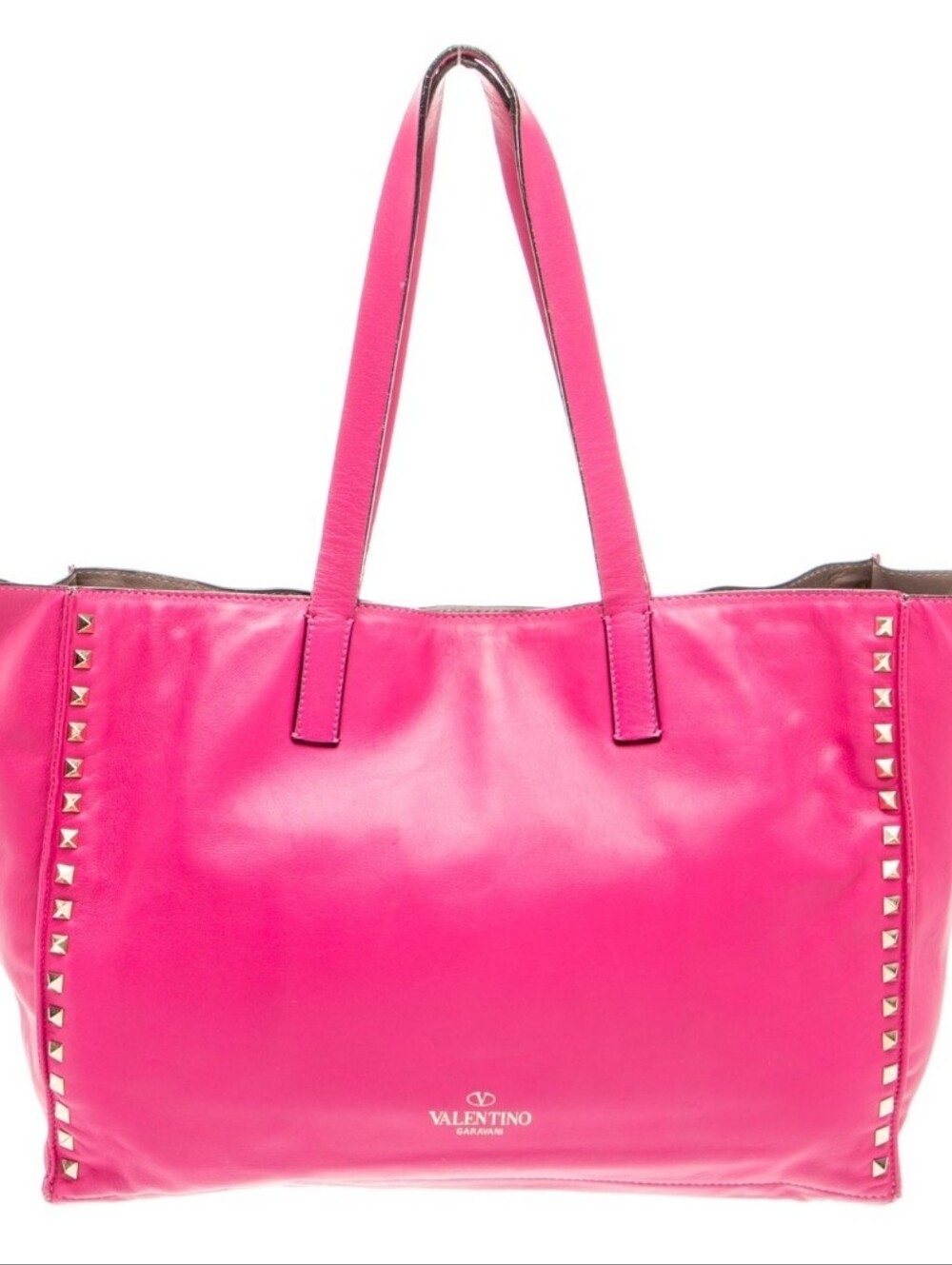 Valentino Pink Rockstud Leather Tote